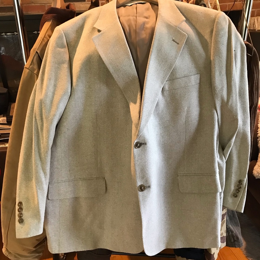 Versini ⭐️ Nearly New 100% Silk Tan Tweed 44 Short Jacket Dress Blazer ⭐️